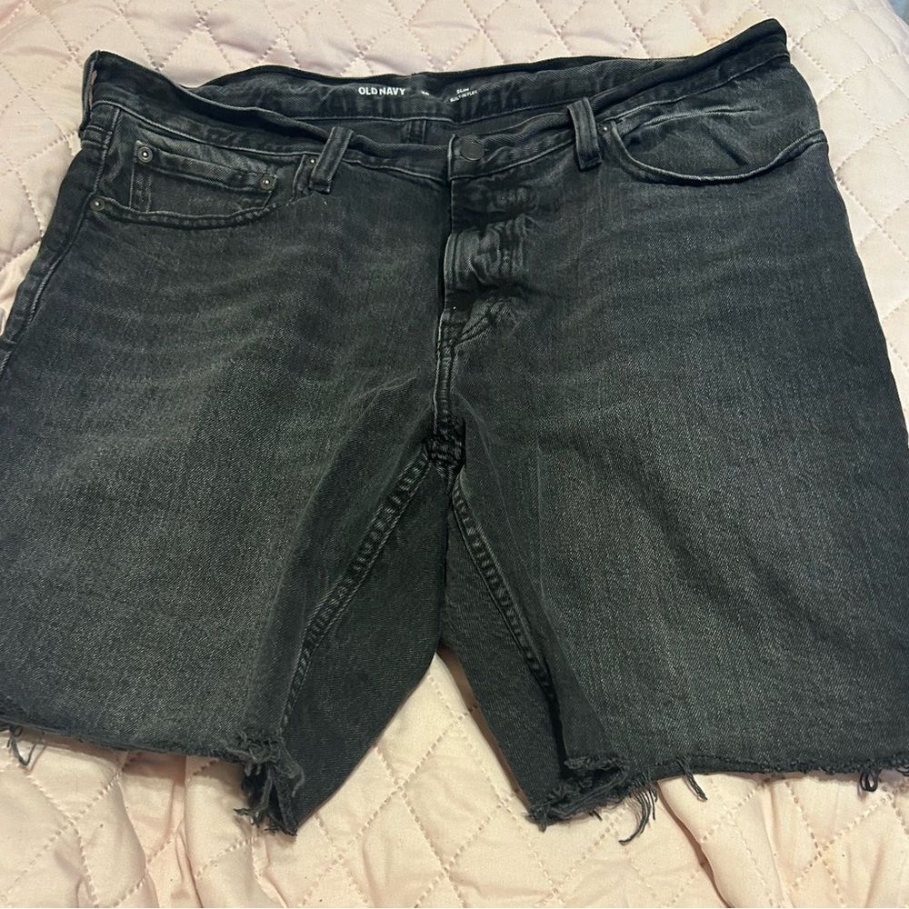 Old Navy Faded Black Jean Shorts Distressed Style - Picture 3 of 11